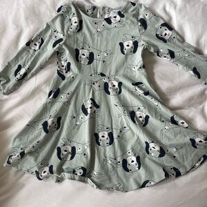 Polarn O. Pyret Green Dog Print Kids Dress